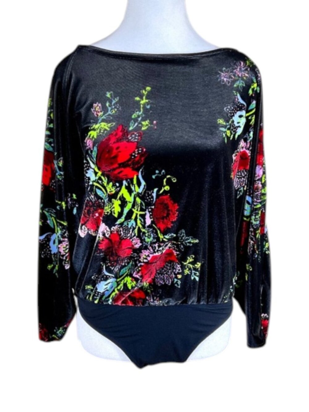 Free People Bodysuit Velvet Floral Intimately (S)
